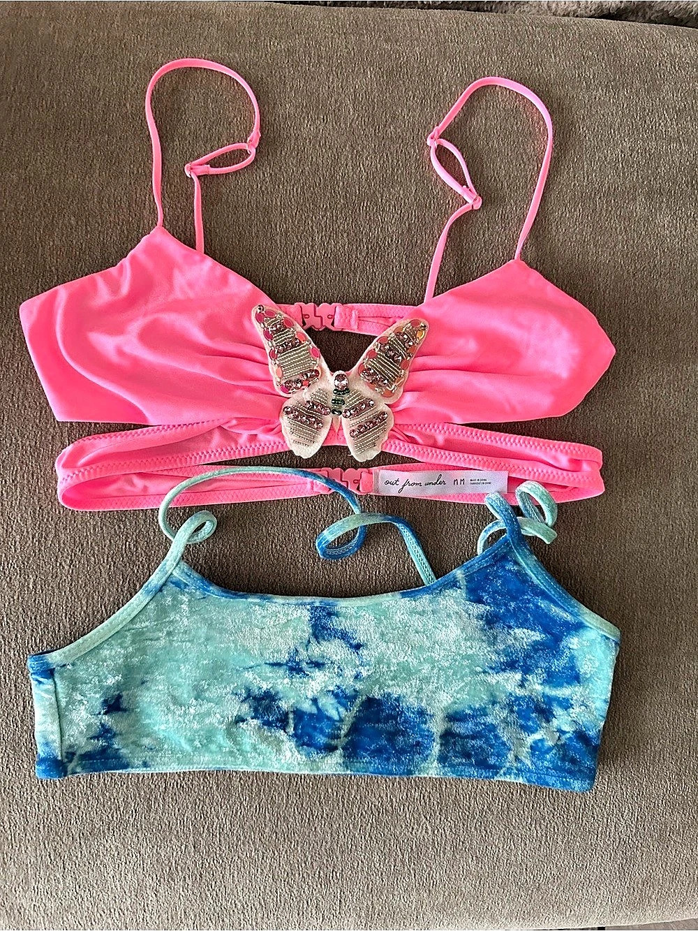 Bundle of two tops : out from under Monarch Butterfly Bralette Pink & Frankies b